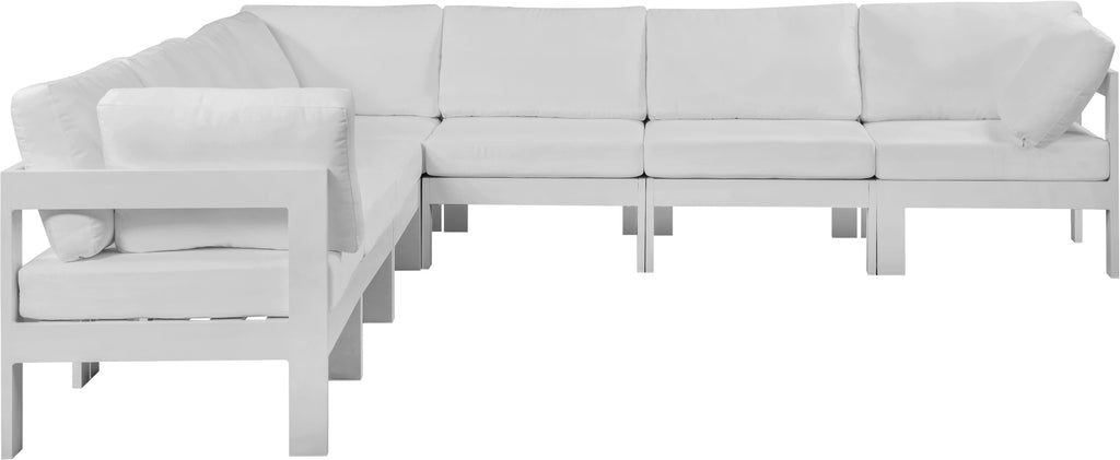 Nizuc - Outdoor Patio 7 Piece Modular Sectional With White Frame