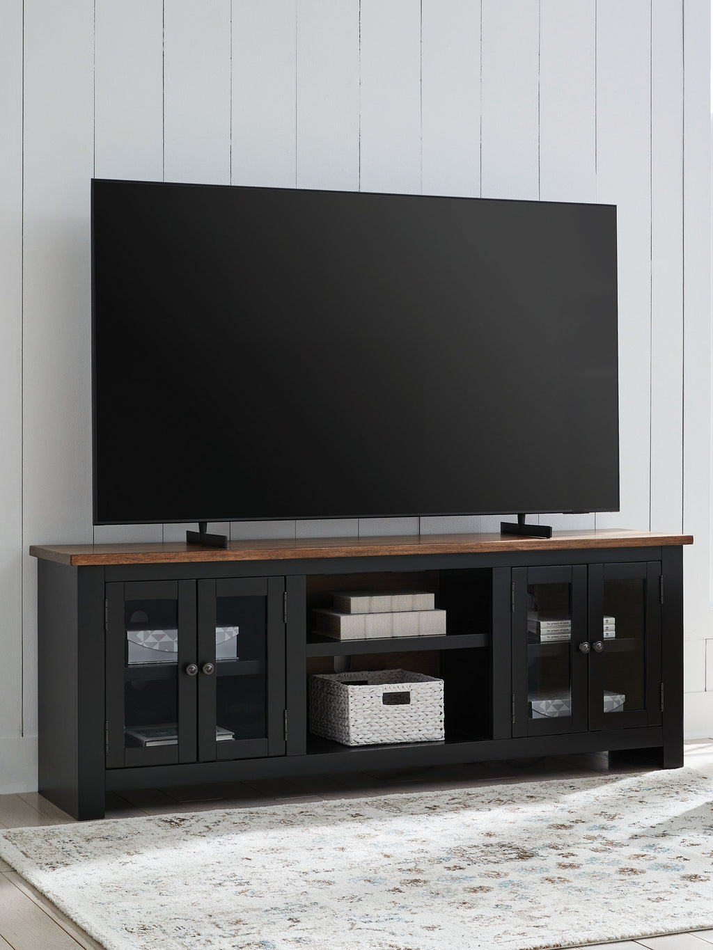 Wildenauer - Brown / Black - XL TV Stand With Fireplace Option