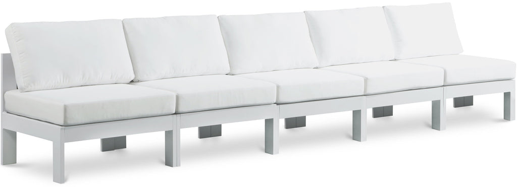 Nizuc - Outdoor Patio 5 Seat Modular Armless Sofa With White Frame