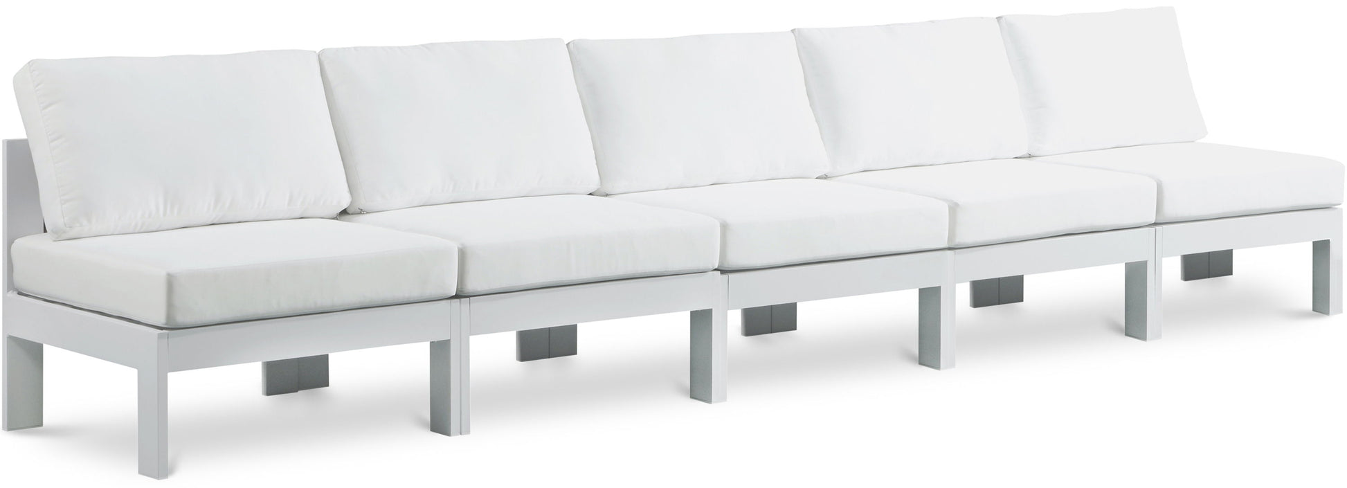 Nizuc - Outdoor Patio 5 Seat Modular Armless Sofa With White Frame