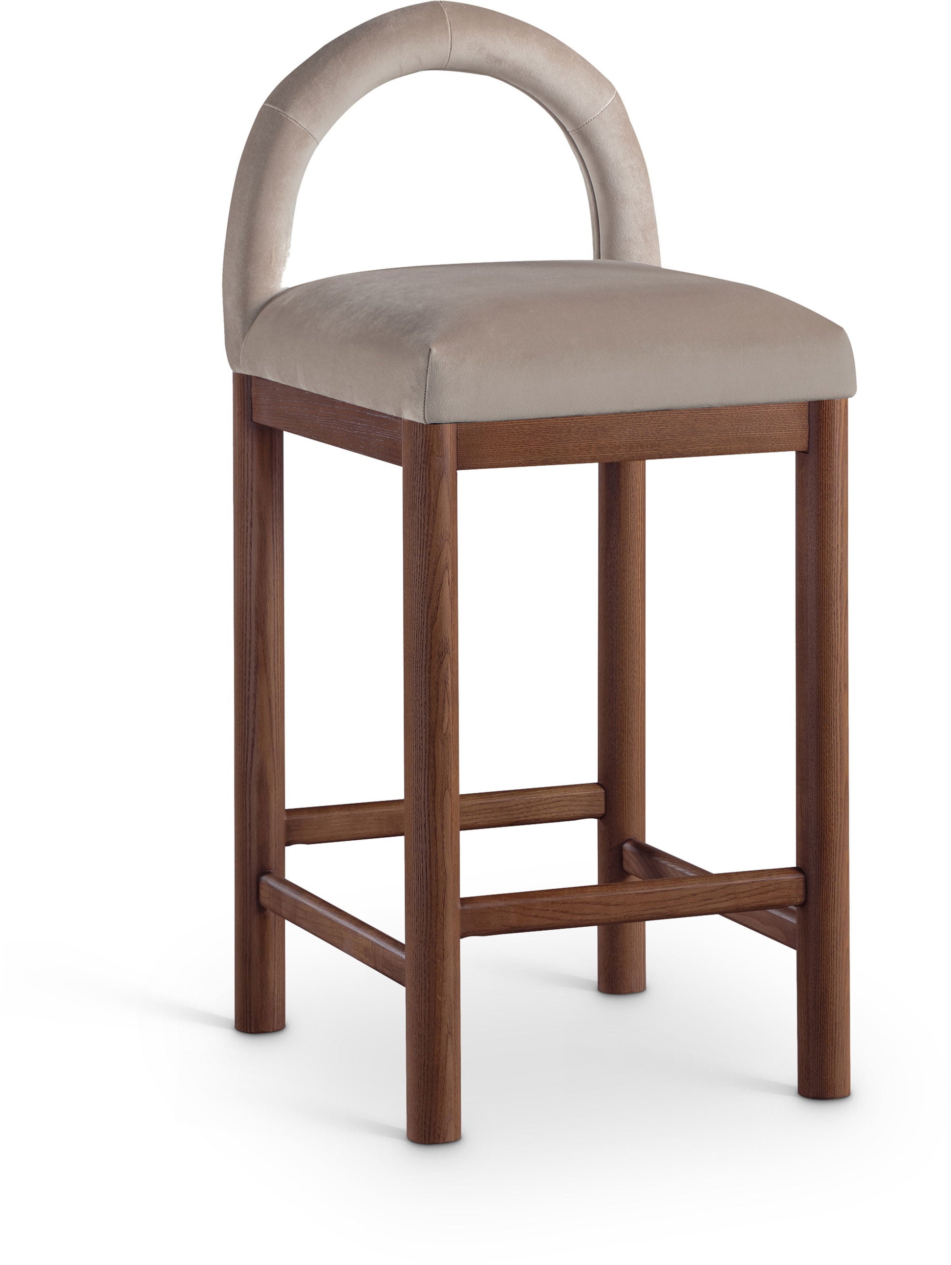 Conrad - Velvet Counter Stool With Brown Legs