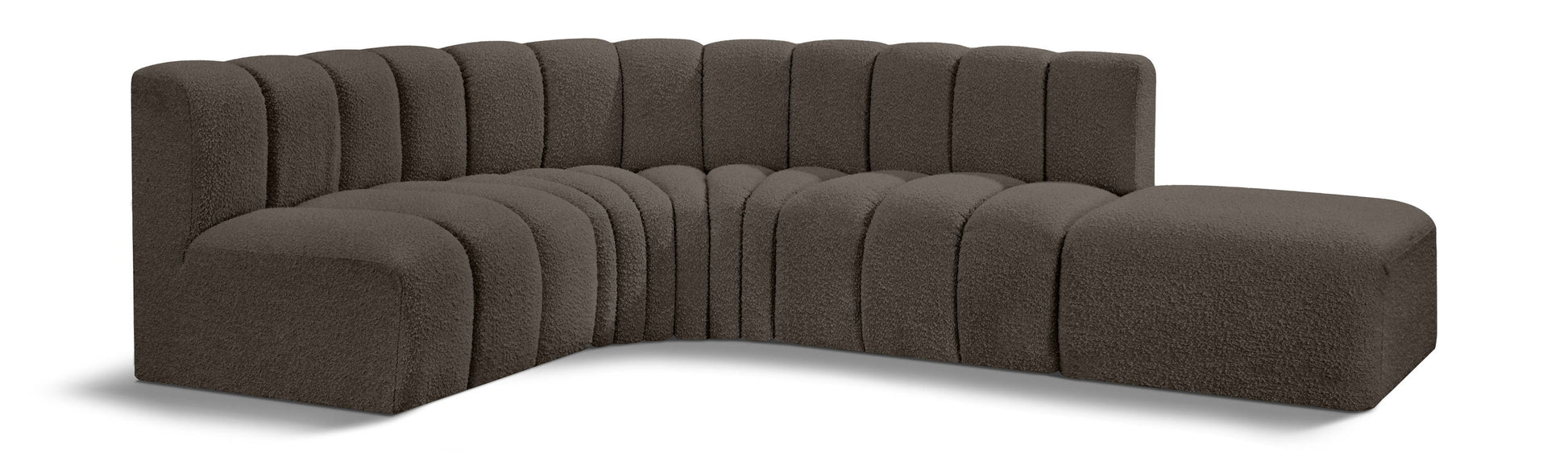 Arc - Boucle Fabric 5 Piece Corner Modular Sofa