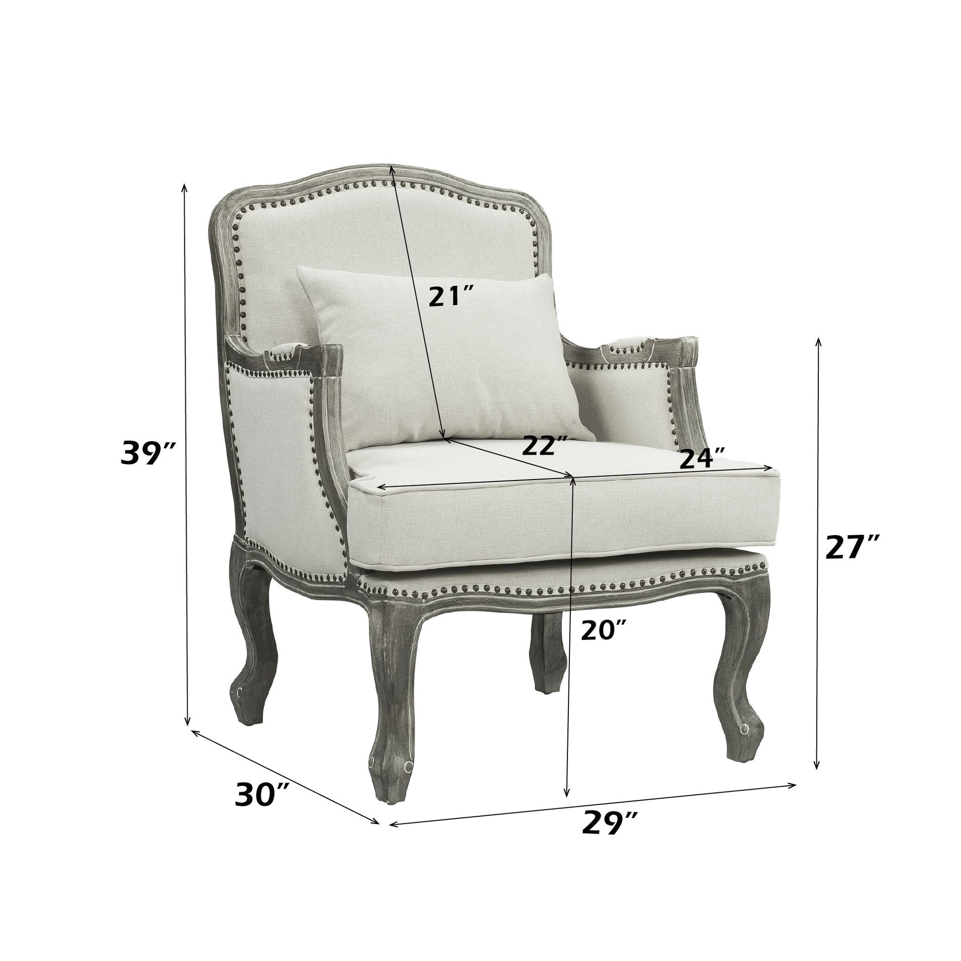 Tania - Chair - Cream Linen & Brown Finish