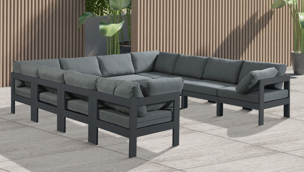 Nizuc - Outdoor Patio 10 Piece Modular Sectional With Gray Frame
