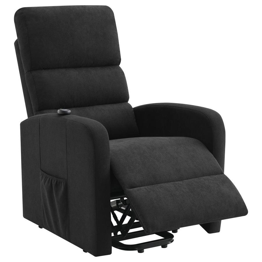 Amsdell - Upholstered Power Lift Recliner With Remote - Black