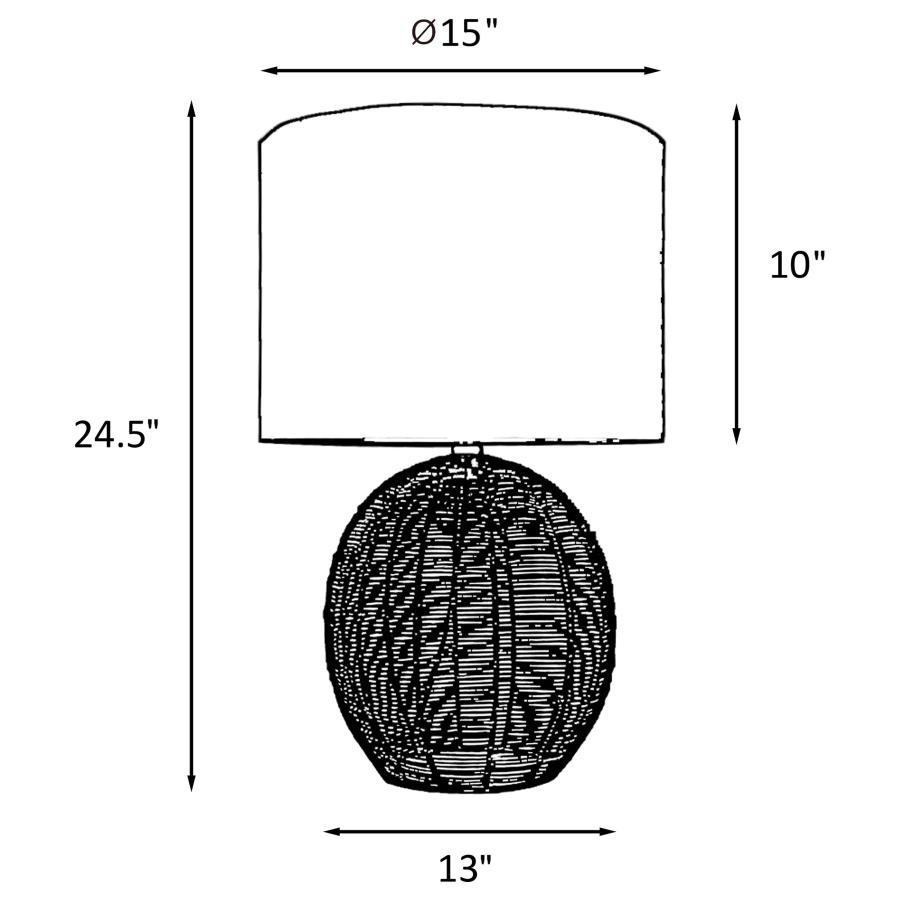 Indio - Drum Shade Handwoven Rattan Table Lamp - Black