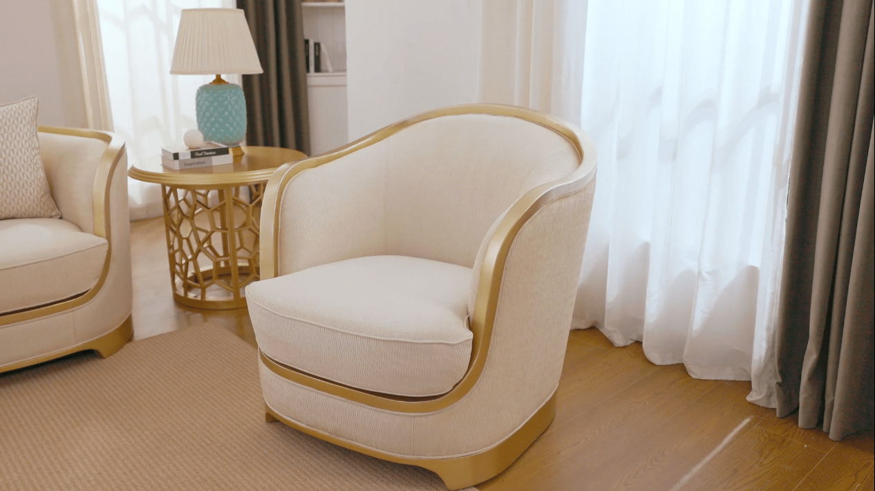 HD-7006 - Chair - Beige / Gold