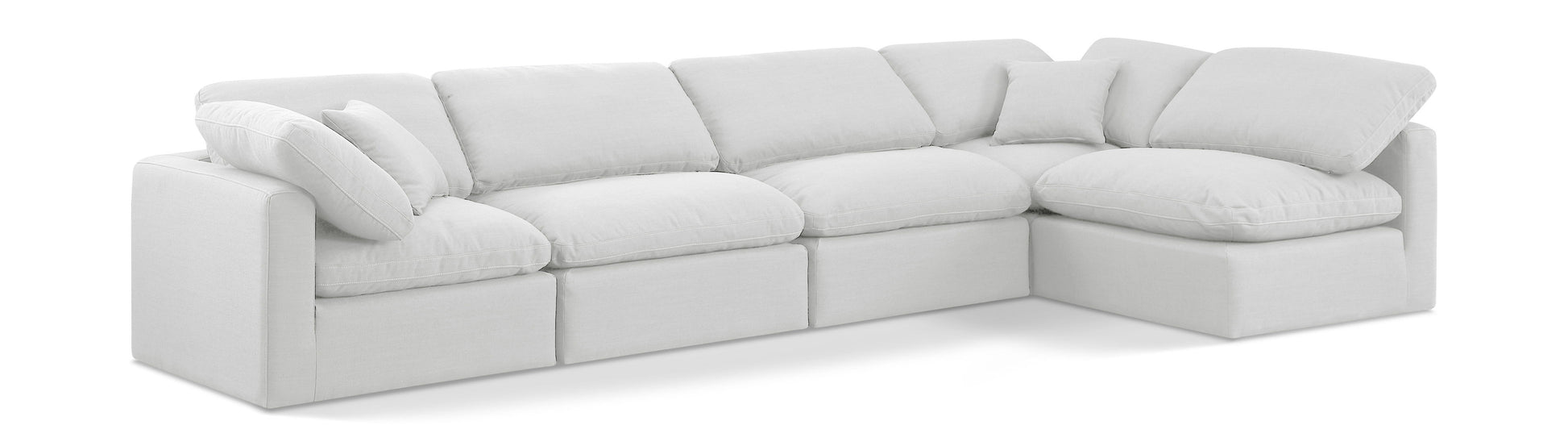Indulge - Linen 5 Piece Modular Sectional - White