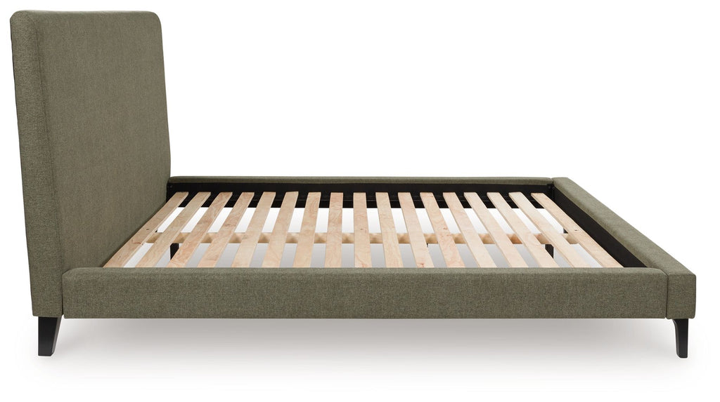 Chirason - Sage Green - California King Upholstered Bed With Roll Slats