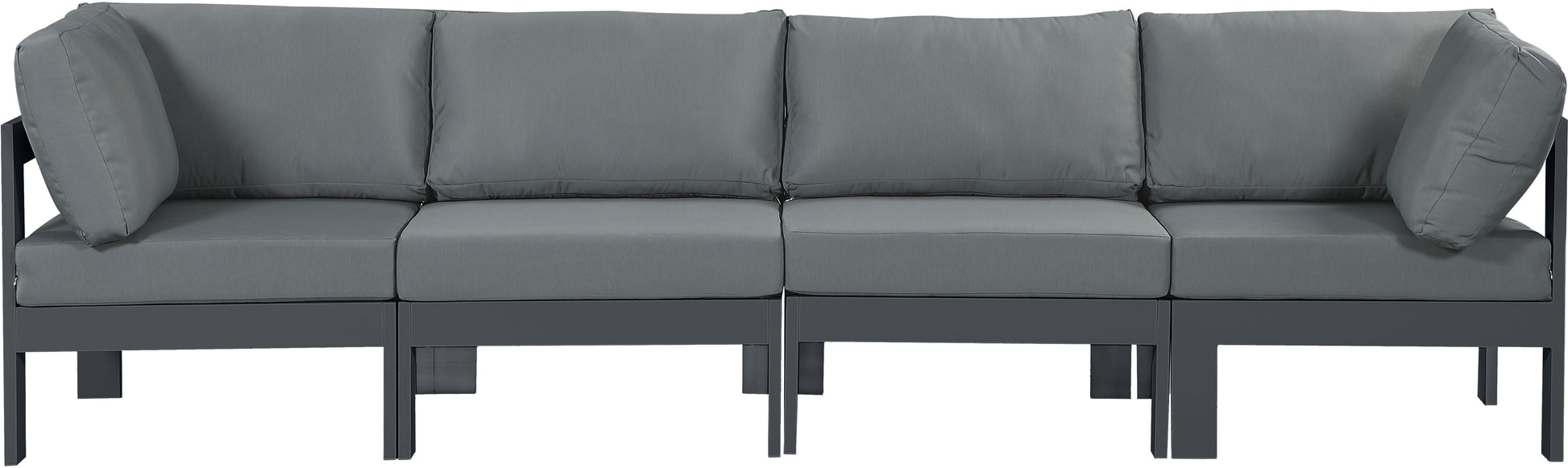Nizuc - Outdoor Patio 4 Seat Modular Sofa With Gray Frame