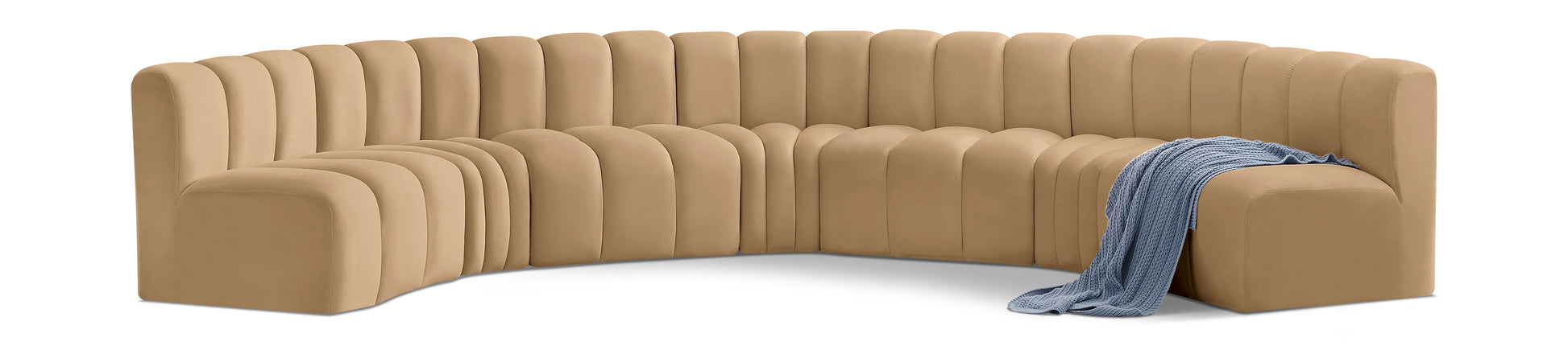 Arc - Velvet 7 Piece U-Shaped Modular Sofa