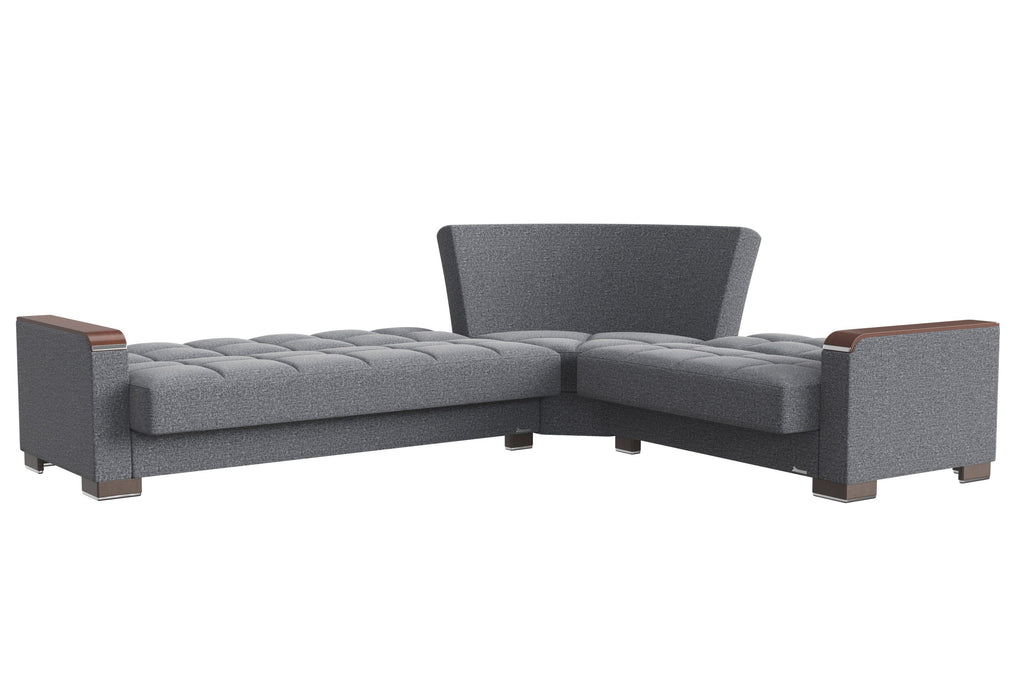 Ottomanson Armada X - Upholstered Convertible Wood Trimmed Sectional With Storage - Polyester