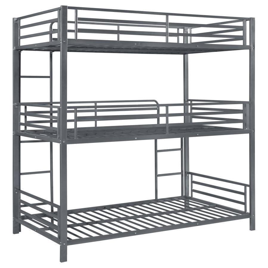 Maynard - Metal Twin Triple Bunk Bed - Gunmetal