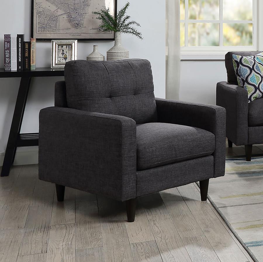 Watsonville - Upholstered Track Arm Tufted Accent Chair - Gray