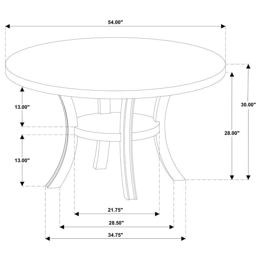 Judd - Round Dining Wood Table With Shelf - Pearl White