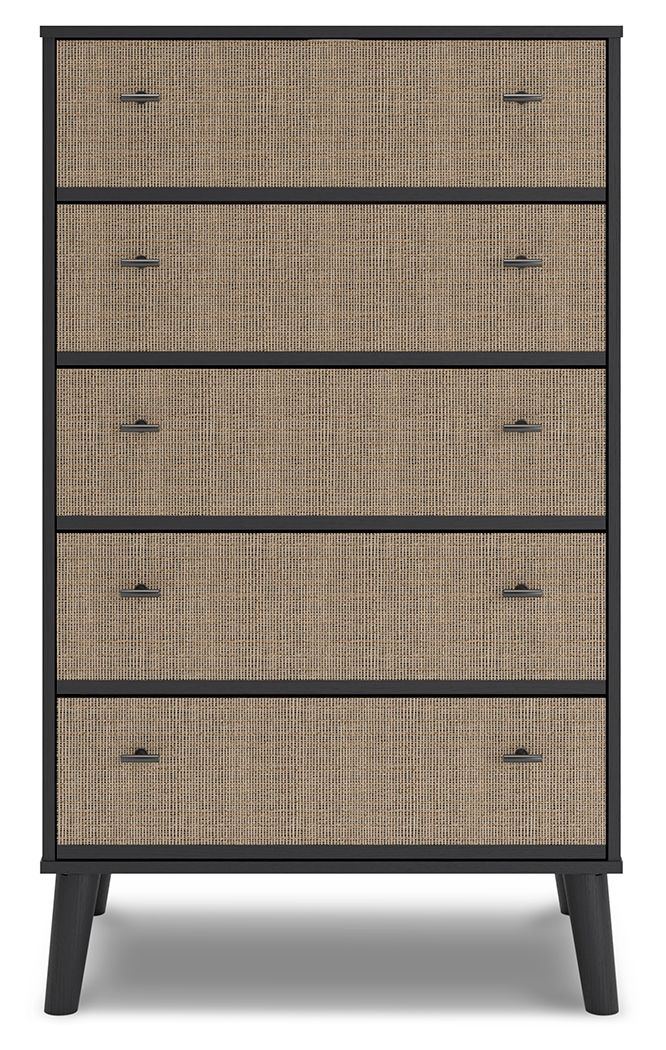 Charlang - Black / Gray - Five Drawer Chest