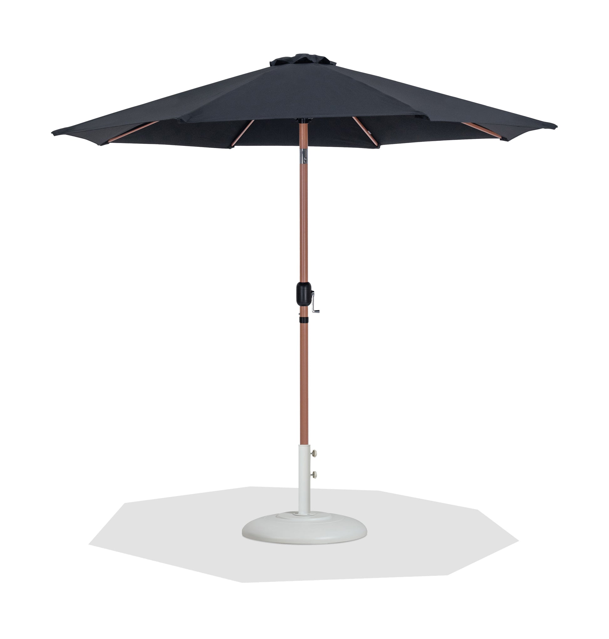Fiji - Aluminum Patio Umbrella With Round White And Teak Base
