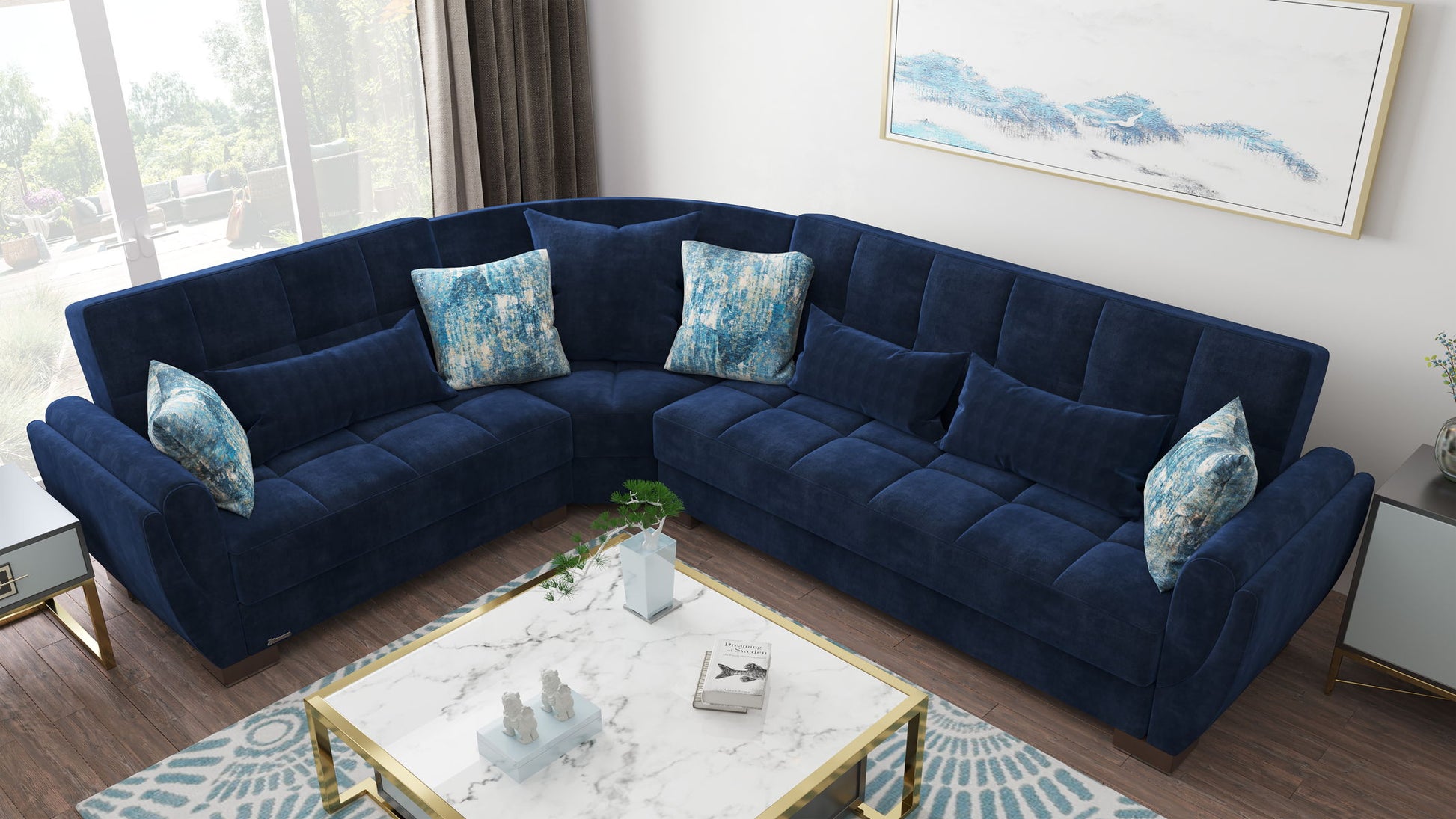 Ottomanson Armada Air - Upholstered Convertible Sectional With Storage - Microfiber