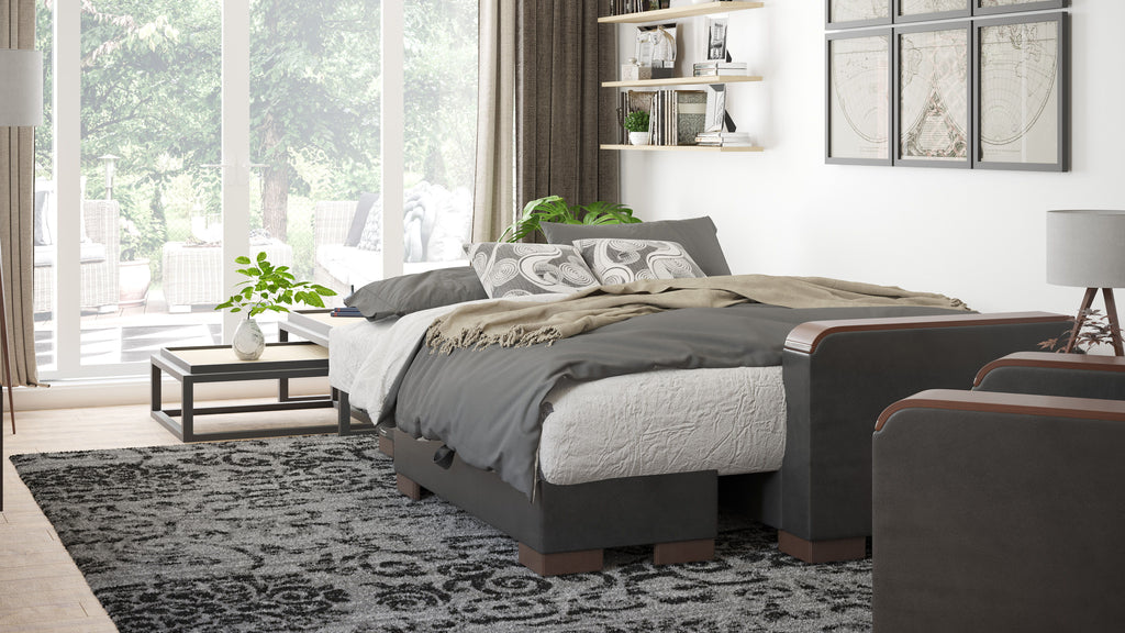 Ottomanson Armada X - Upholstered Convertible Wood Trimmed Chaise Lounge With Storage