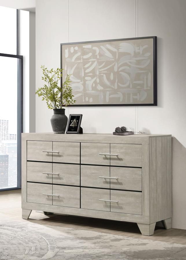 Trenton - 6-Drawer Bedroom Dresser - Rustic Cream