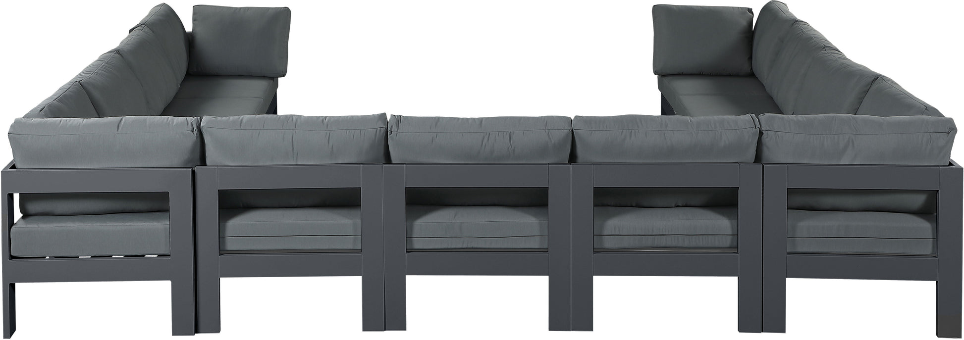 Nizuc - Outdoor Patio 11 Piece Modular Sectional With Gray Frame