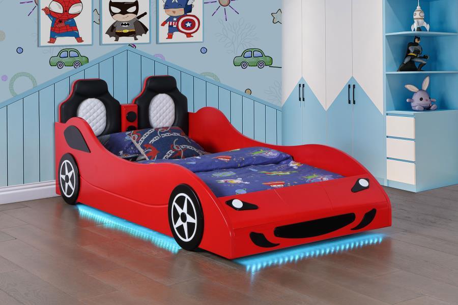 Cruiser - Wood LED Race Car Bed And 7" Mattress