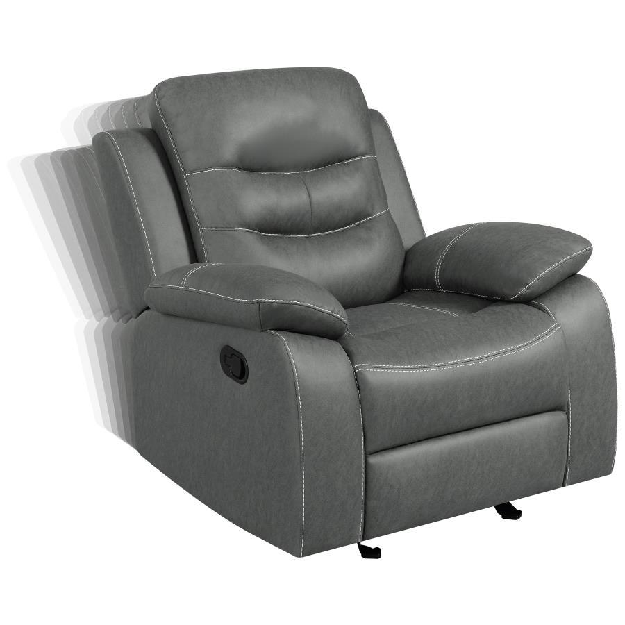 Nova - Upholstered Padded Arm Glider Recliner - Dark Gray