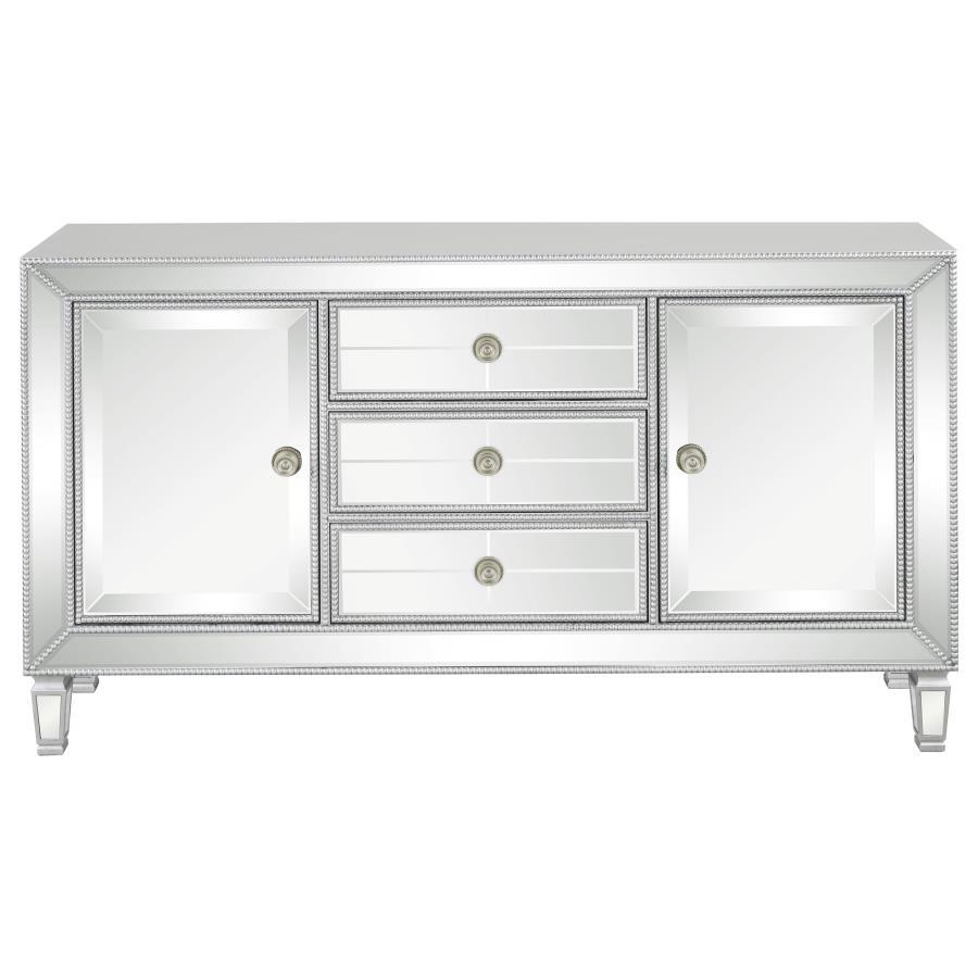 Leticia - 3-Drawer Mirrored Storage Accent Cabinet - Silver