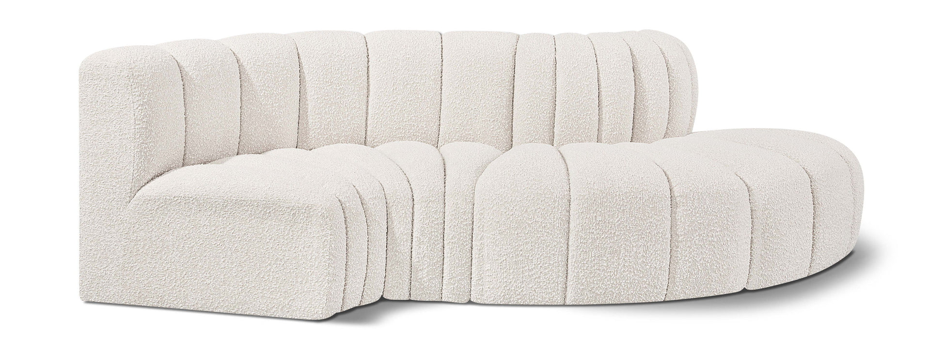 Arc - Boucle Fabric 4 Piece L-Shaped Modular Sofa