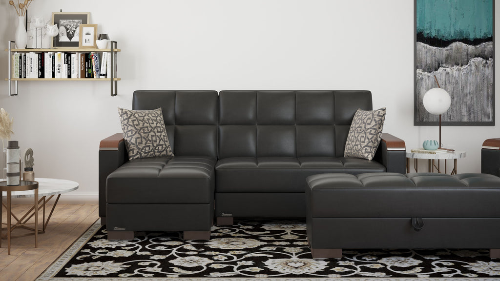 Ottomanson Armada X - Upholstered Convertible Wood Trimmed Chaise Lounge With Storage