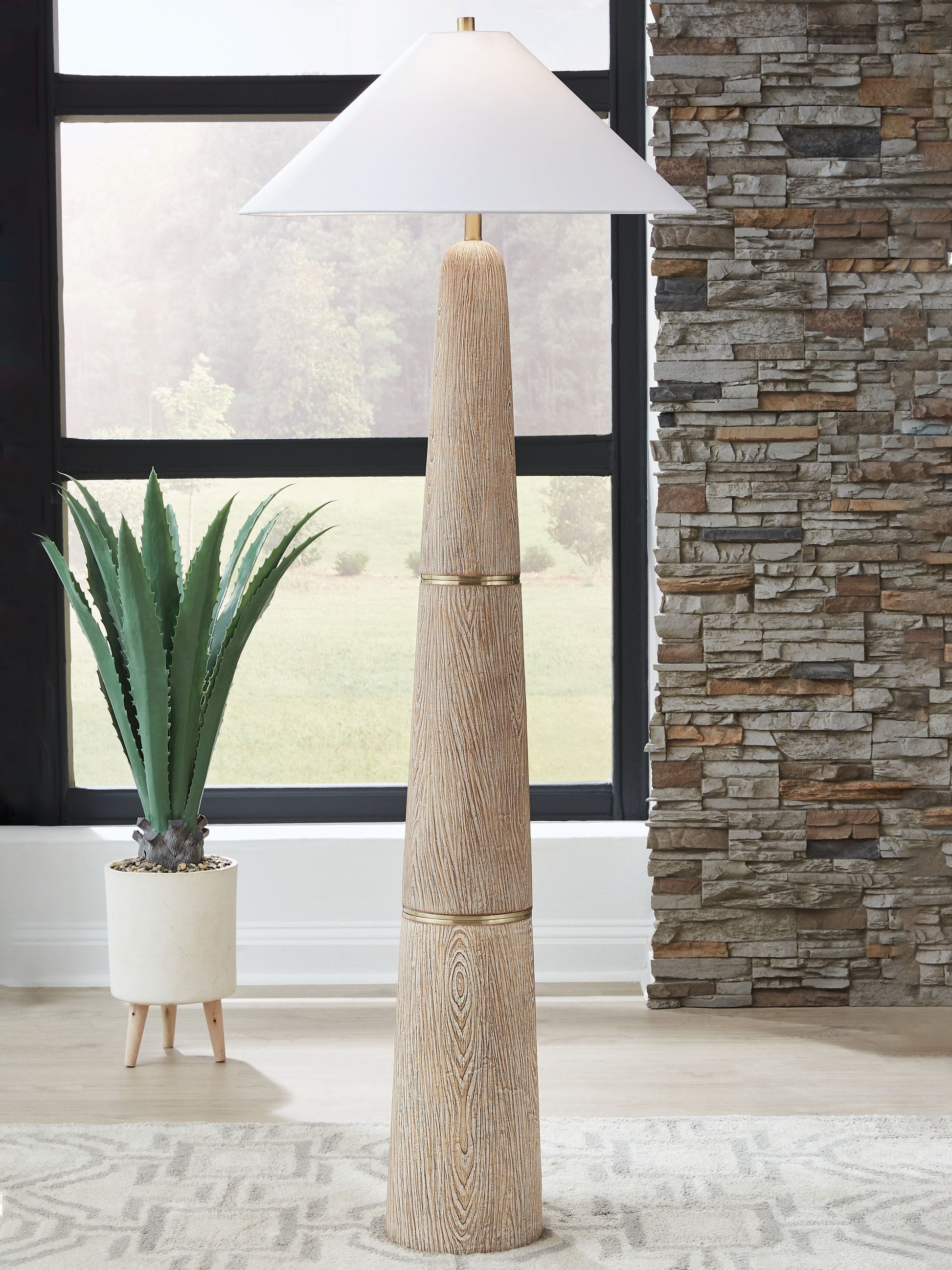 Gasparleigh - Brown / Gold Finish - Poly Floor Lamp