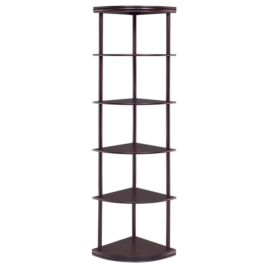 Bonwick - 5-Shelf Corner Bookshelf - Cappuccino