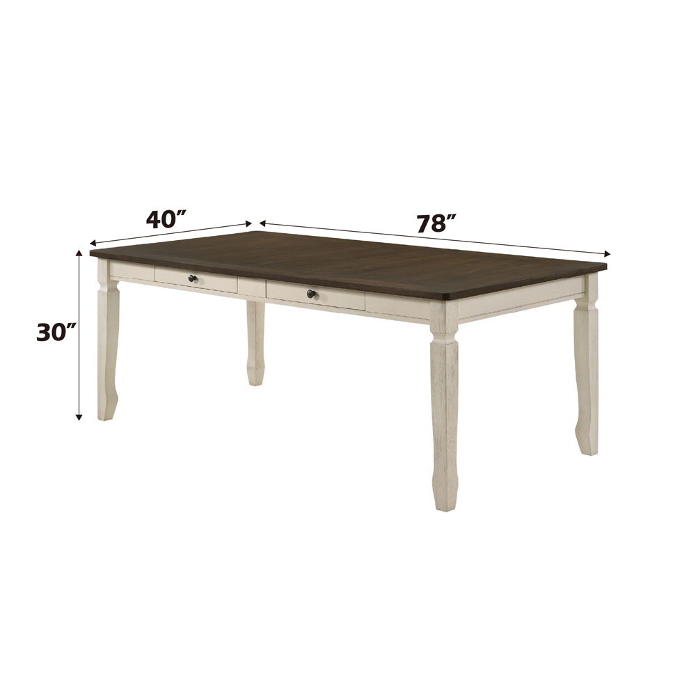 Fedele - Dining Table - Weathered Oak & Cream Finish