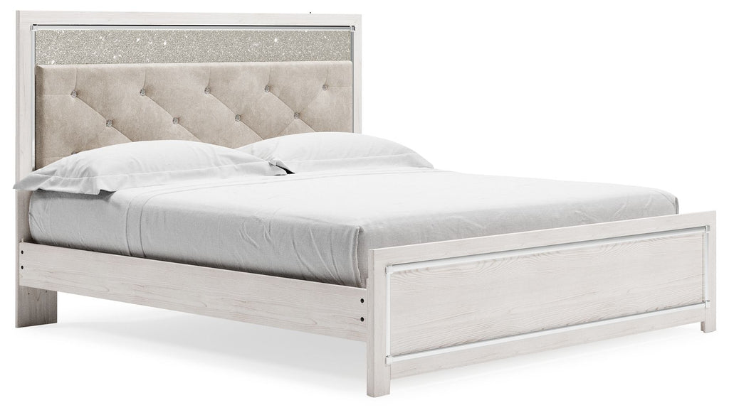Altyra - White - King Panel Bed With Upholstered Headboard