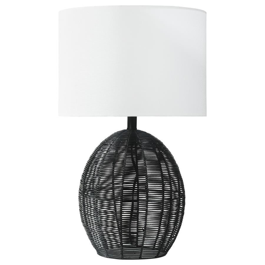 Indio - Drum Shade Handwoven Rattan Table Lamp - Black