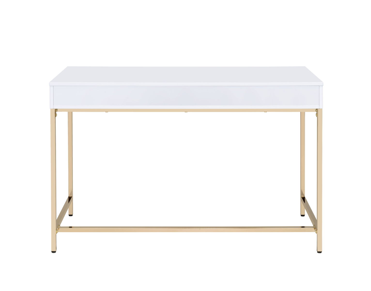 Ottey - Vanity Desk - White High Gloss & Gold Finish