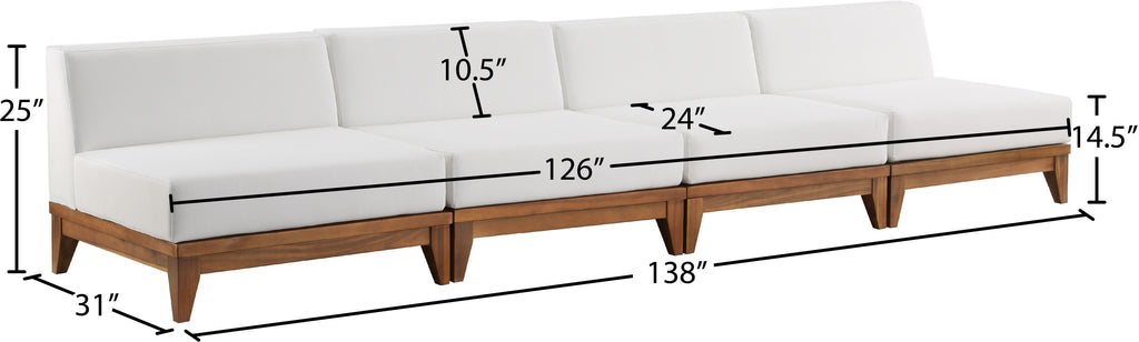 Rio - 4 Seat Modular Armless Sofa - Off White