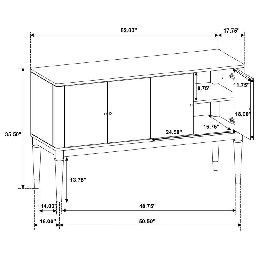 Reseda - 4-Door Dining Sideboard Server With Shelves - Ash Brown