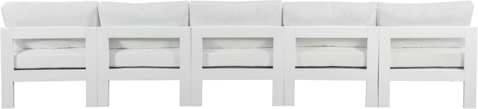 Nizuc - Outdoor Patio 5 Seat Modular Armless Sofa With White Frame