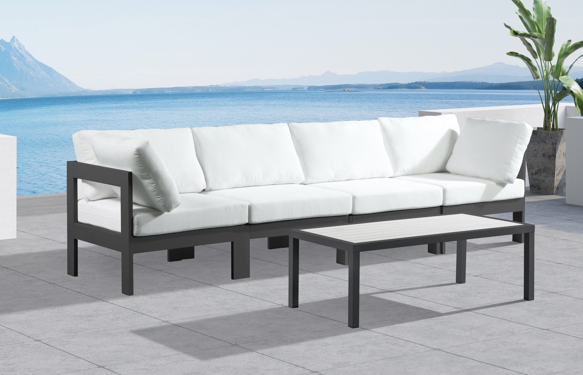 Nizuc - Outdoor Patio 4 Seat Modular Sofa With Gray Frame