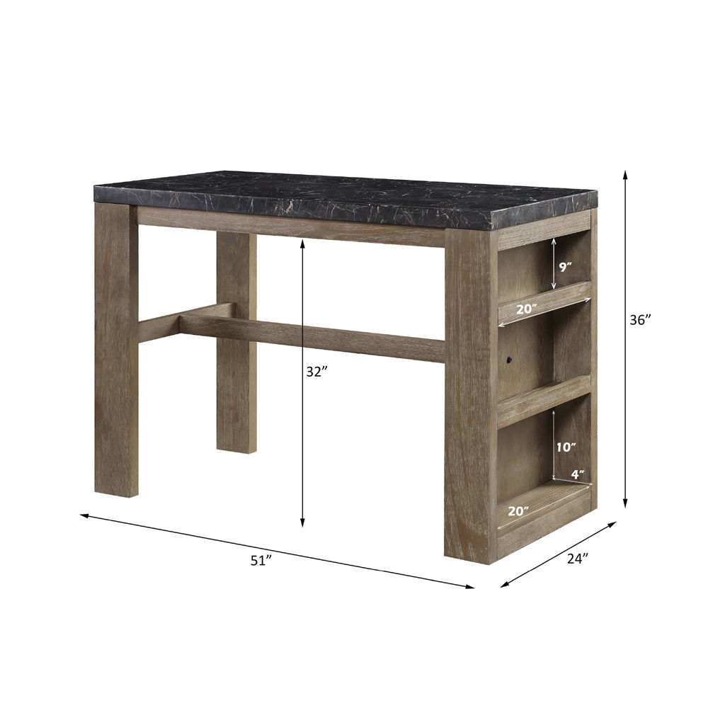 Charnell - Counter Height Table - Marble & Oak Finish