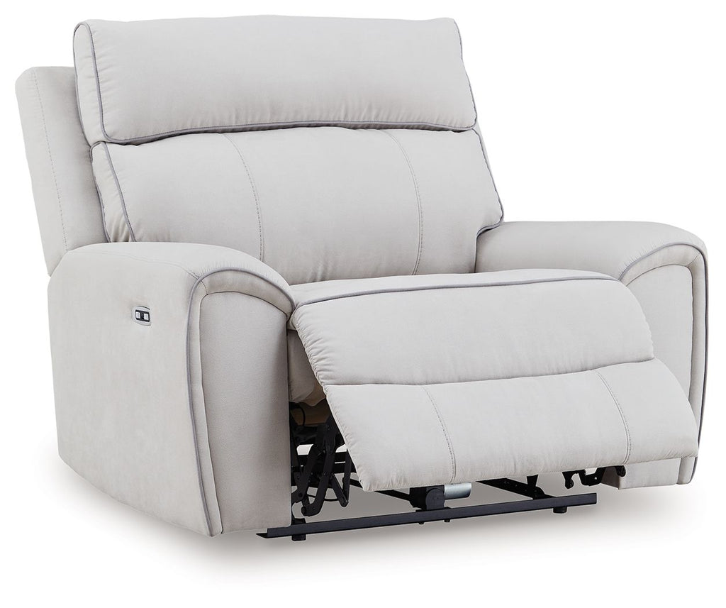 Social Pointe - Pearl / Ash - Power Recliner / Adjustable Headrest