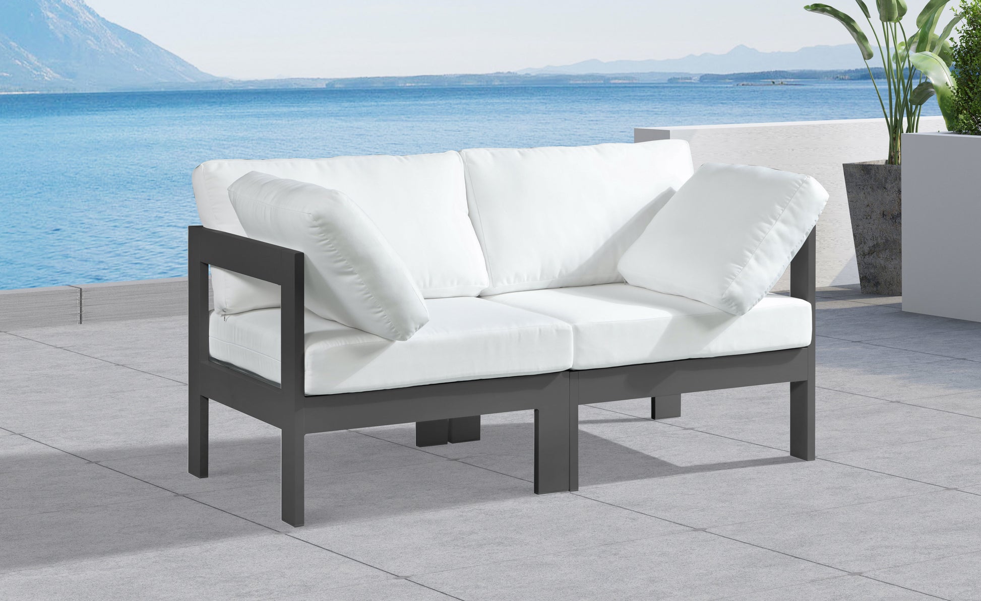 Nizuc - Outdoor Patio 2 Seat Modular Sofa With Gray Frame