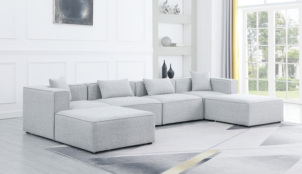 Cube - Linen 6 Piece Modular Double Chaise Sectional
