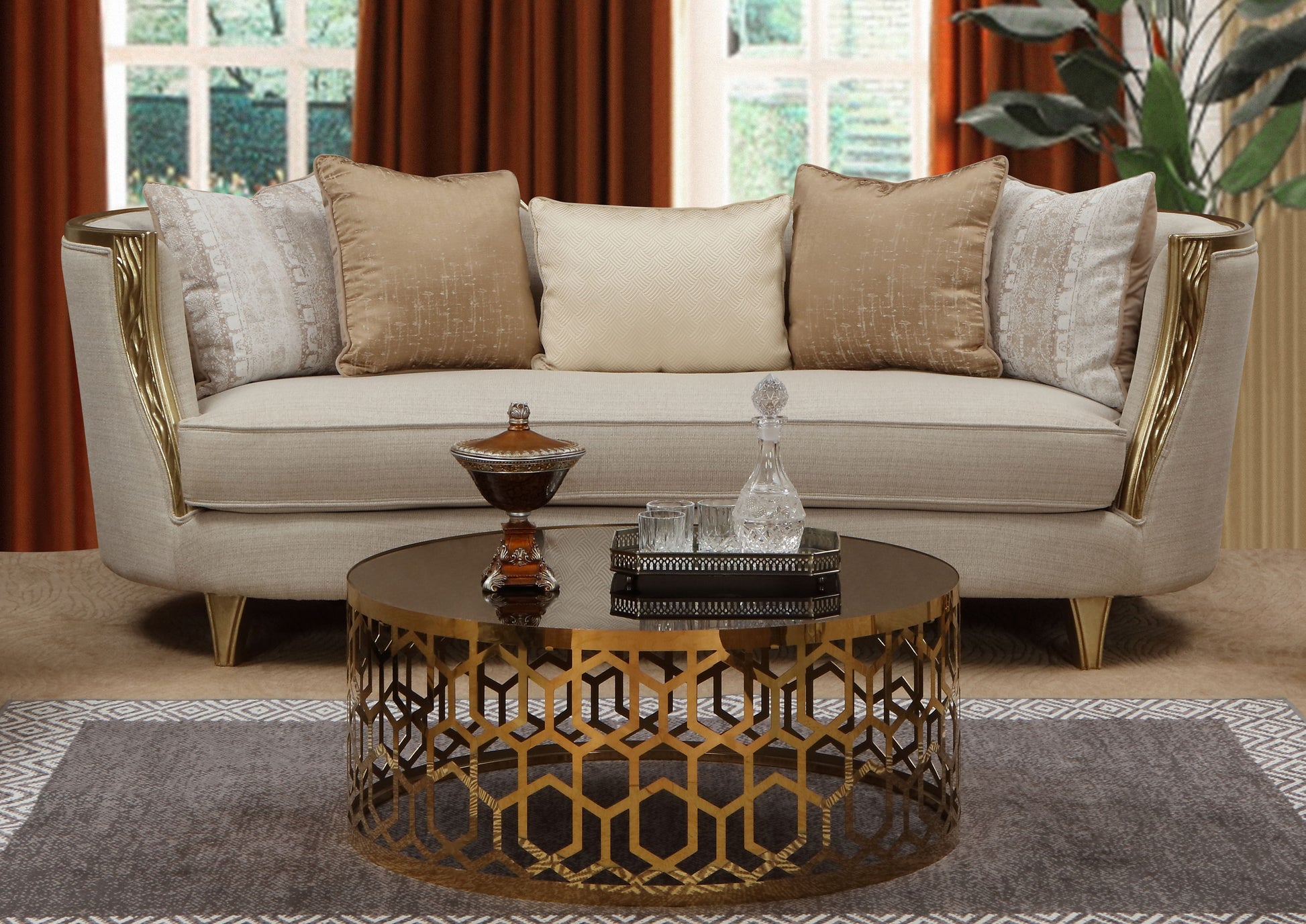Cora - 3 Piece Living Room Set - Gold