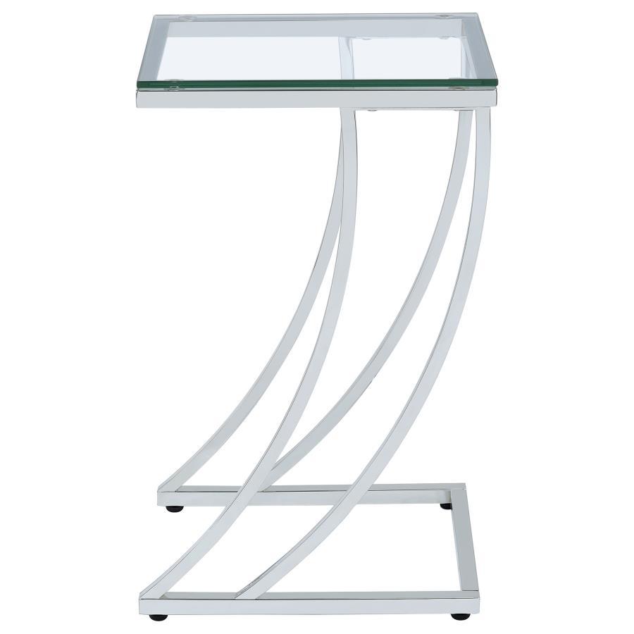 Cayden - Rectangular Glass Top Sofa Side Table - Chrome