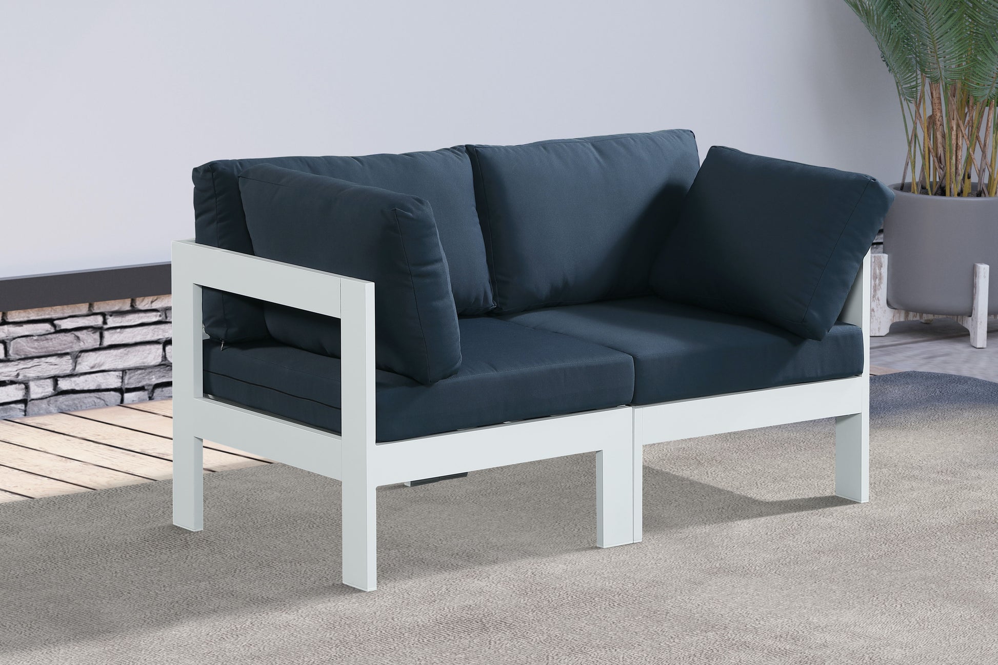 Nizuc - Outdoor Patio 2 Seat Modular Sofa With White Frame
