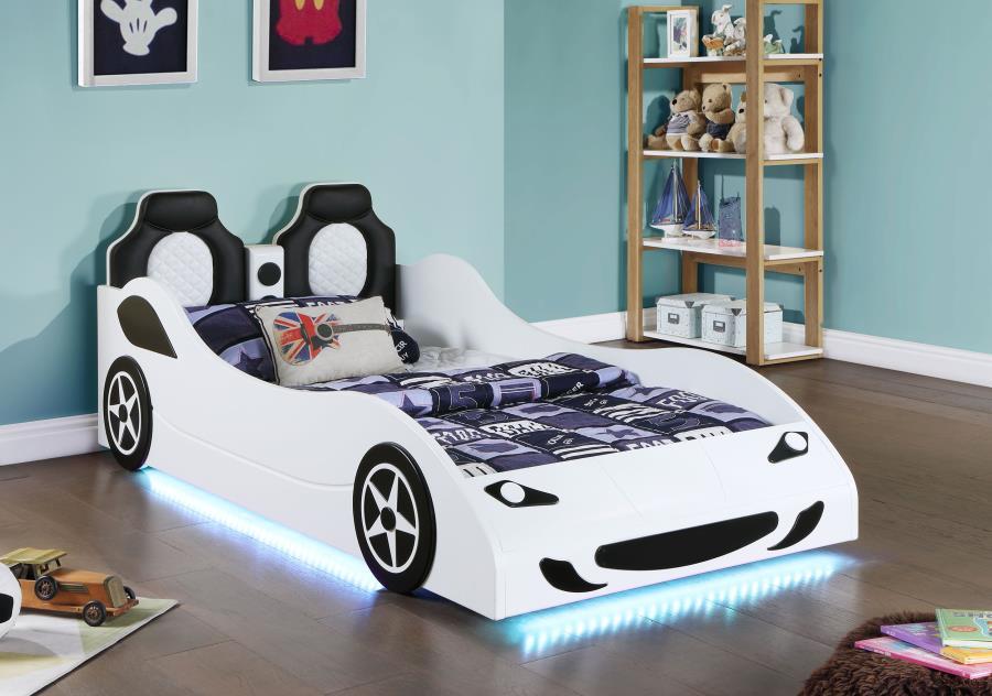 Cruiser - Wood LED Race Car Bed And 7" Mattress