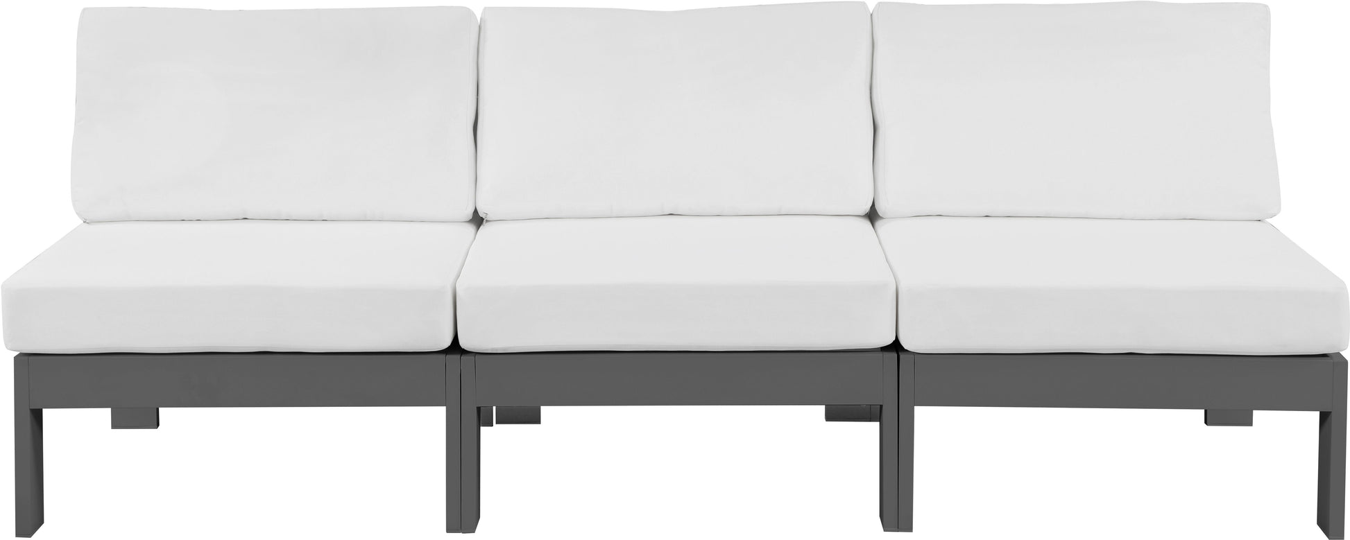 Nizuc - Outdoor Patio 3 Seat Armless Modular Sofa With Gray Frame