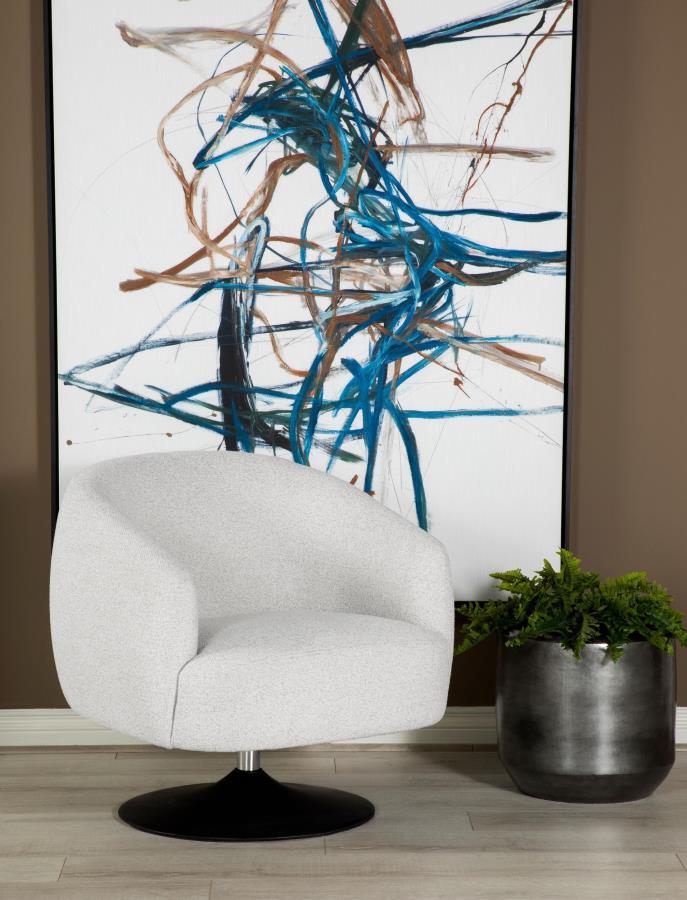 Dave - Upholstered Barrel Back Swivel Club Chair - Beige